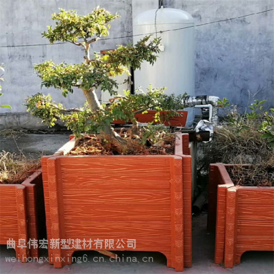 混凝土预制仿木纹花箱 市政园林落地花池子 公路美化花钵