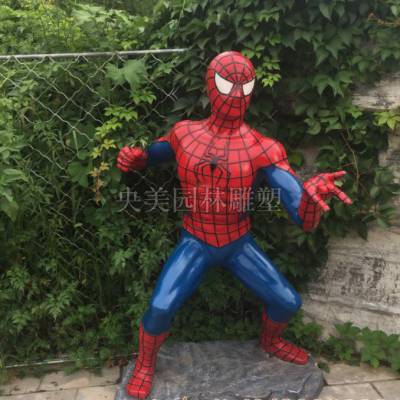 玻璃钢蜘蛛侠模型雕塑，动漫蜘蛛侠人物雕塑