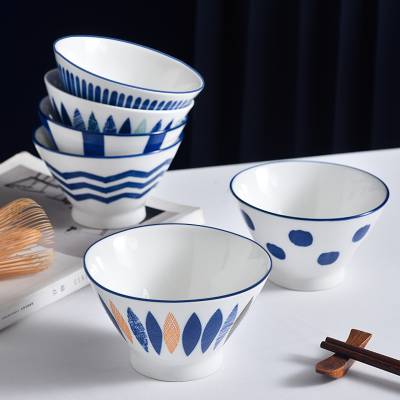 日式和风拉面碗 创意家用陶瓷高脚碗 单个米饭碗个性餐具