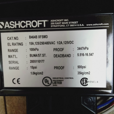 供应 ASHCROFT 压力控制器 B464S.XFS，100KPa