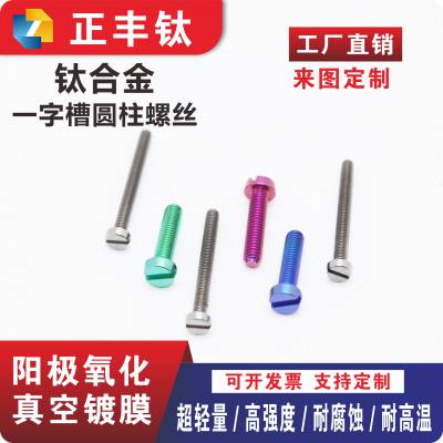 钛合金螺丝 开槽圆头螺栓 一字槽圆柱头螺钉 M1.6M2M4M8M10加工定制
