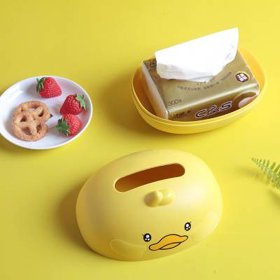 小黄鸭纸巾盒 客厅创意便携轻巧餐桌收纳盒 抽纸筒 桌面纸盒餐纸盒