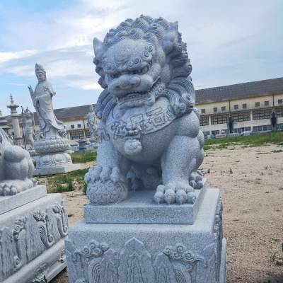 酒店门口石雕招财狮舞球狮迎宾石雕狮子图片样式