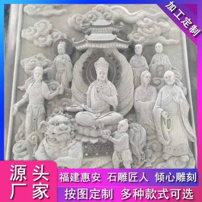 寺院浮雕墙石雕窗雕古代人物荷花景观石材壁画大象石图