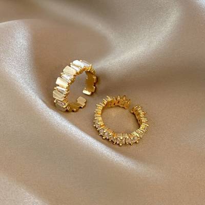 奧特萊斯輕奢鑲鑽貓眼石開口套裝戒指女小衆設計高級感戒精緻指環