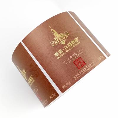 【菏泽酒标定制】百丰包装长方形彩色双面印不干胶瓶贴