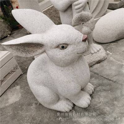 造型可爱石雕小白兔 g603芝麻白兔子雕刻 园林广场景观动物雕塑小品