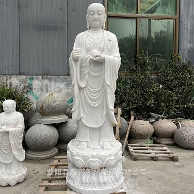 大型汉白玉佛像雕塑 石雕地藏王菩萨 加工寺庙慈祥观音佛像 万森