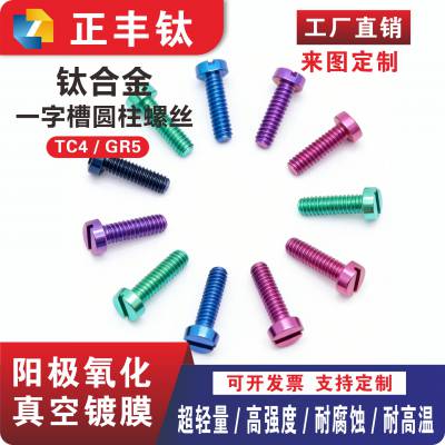 钛合金螺丝 开槽一字圆柱头螺丝钉 高强度螺栓 M3M4M5M10 加工定制
