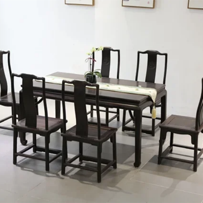 莫桑比克紫光檀家具餐台组合 工厂食堂餐台圆台长方桌 欢迎定制红木饭台