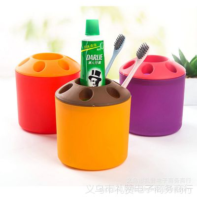 家庭装塑料多孔牙膏牙刷架牙刷桶套装桌面整理创意笔筒收纳盒