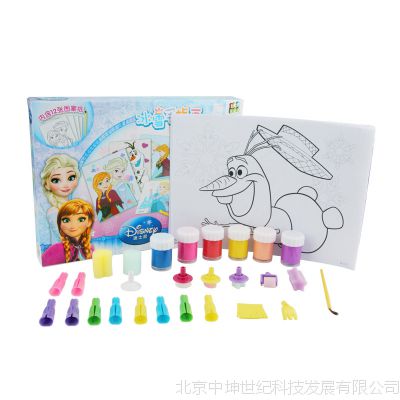 迪士尼儿童颜料可水洗手指画套装玩具女孩涂鸦手掌印水彩绘画颜料