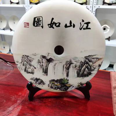 阿富汗玉石白玉装饰工艺品焕环祥订做玉盘玉璧平安扣周年纪念礼品