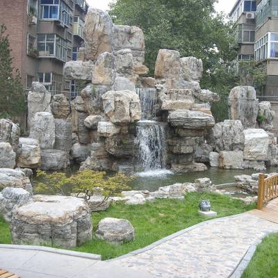 园林假山安装 喷泉水池设计 千层石驳岸流水摆放 支持定制 清秀