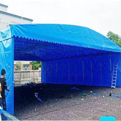 葫芦岛市建昌县大型组装伸缩雨篷 大型仓储推拉遮阳蓬 小型伸缩遮雨帐棚 现场组装便捷