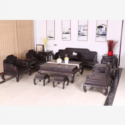 清式风格大红酸枝客厅家具类型 明式风格紫光檀山水卷书沙发品味自然美