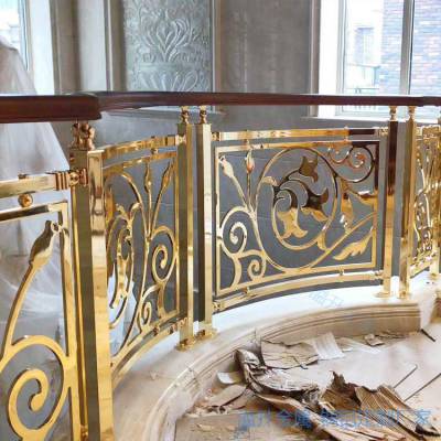 穆林现代别墅铜艺楼梯扶手简约铜艺楼梯栏杆装修案例