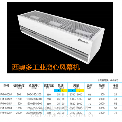 【风幕机】西奥多工业大风量离心式大型风幕机FM-6018A的安装/图片/价格