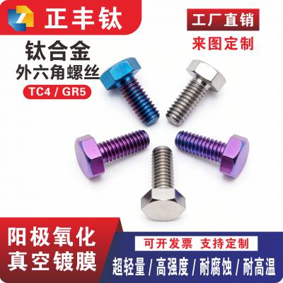 钛合金螺丝 外六角螺丝钉 加长螺杆 六角头螺栓大全 M2M3M4M5M6M8M16
