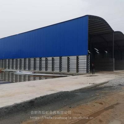 合肥工地彩钢瓦挡雨棚生产厂家料仓雨棚移动推拉式钢筋加工棚折叠式移动大棚