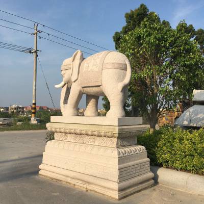 福建石雕大象 银行酒店门口两米石大象 景区公园喷水石象工艺品