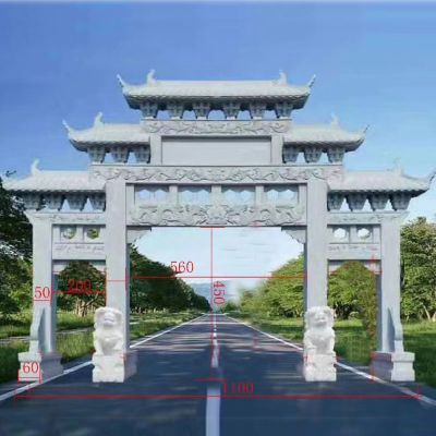 石头门楼-古建门楼-石雕牌坊厂家定做-曲阳县聚隆园林雕塑