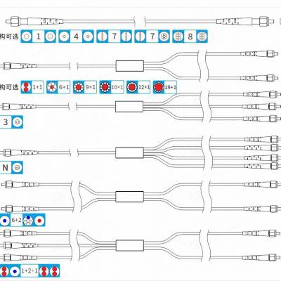 光纤定制 Y型 Z型 X型 6+1光纤 8+1光纤 10+1光纤 12+1光纤定制