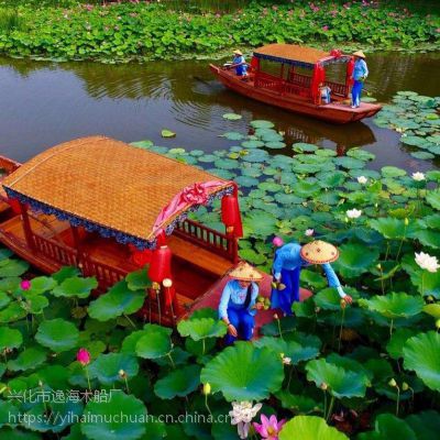 画舫船定制水上餐饮观光船仿古木船双层豪华画舫旅游