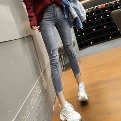 广东新塘女士牛仔长裤尾货批发 几元品牌女装牛仔长裤批发 便宜女装牛仔长裤批发