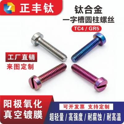 钛合金开槽螺丝 一字槽盘头螺丝钉 一字圆头机螺栓 M2M3M4M5M6M8M10