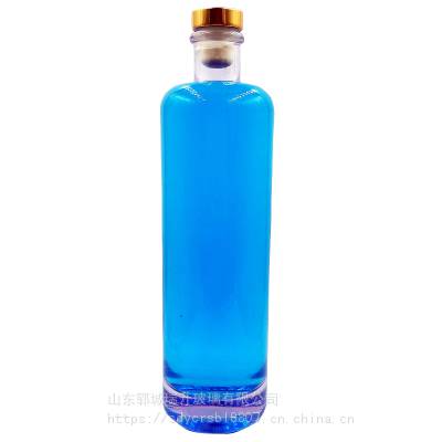 晶白料圆柱玻璃酒瓶厂家直线支持定制瑞升玻璃公司定做500ml水晶料洋酒瓶