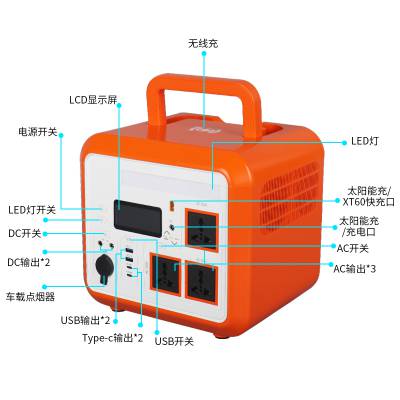 DF登峰科技800Wh应急电源AC220V 12V 光伏发电便携移动储能电源