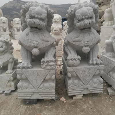 公司门口石狮摆件 看门石狮子摆件 石雕狮子加工定制