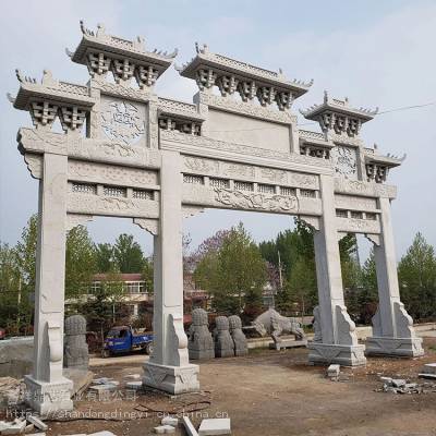 寺庙墓地石雕山门 青石石牌坊 新农村村口门楼 石牌坊设计安装