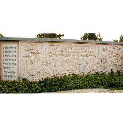 河北张家口 石雕大型浮雕 迎客松浮雕墙 免费设计