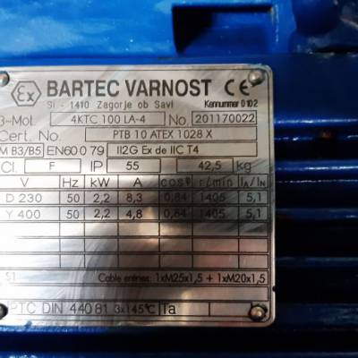 BARTEC VARNOST防爆电机ATEX 4KTC-80B-4 功率200 kW 用于化工 炼油厂