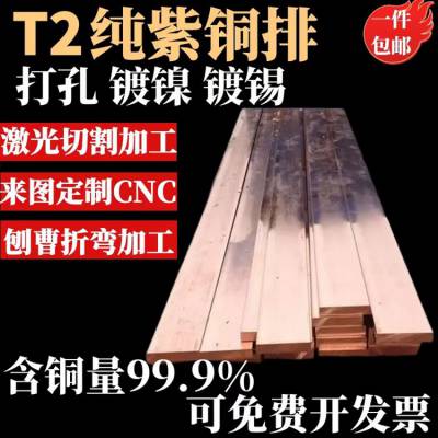 T2镀锡镀镍紫铜排 导电 C1100母线10*100接地铜条 异型定做