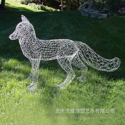铁艺钢丝动物雕塑 重庆金属烤漆雕塑定制厂家