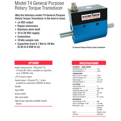 美国interface双轴标准型T4型动态扭矩传感器