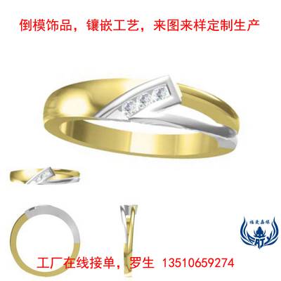 日韩流行小清新女款黄铜戒指私人设计真空分色电镀镶钻铜戒子订购