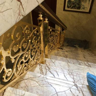 古朴又时尚的一款家装金属雕花楼梯护栏扶手 五谷丰登款式