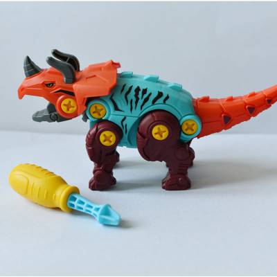 拼装恐龙三角龙 独角龙混装拆装玩具 益智拆装拼装玩具