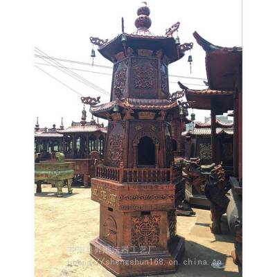 昇顺法器铸造寺庙大型铸铁烧纸炉 福建生铁元宝炉 六角铸铁化宝炉