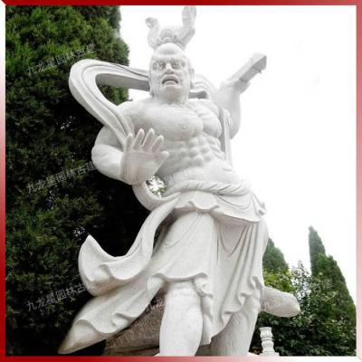 石雕哼哈二将雕像 寺庙人物佛像摆件 手工雕刻