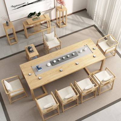 新中式茶桌椅组合实木现代简约茶几办公室茶具套装一体禅意泡茶台