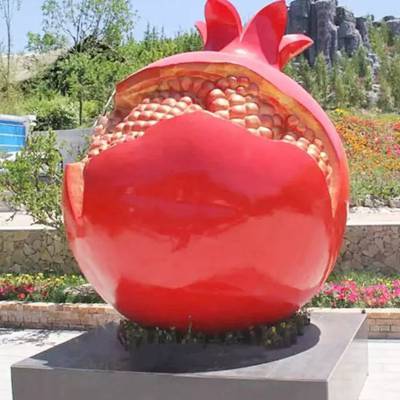仿真玻璃钢石榴造型图片公园景观水果雕塑