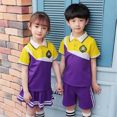 夏季新款园服 定制园服 幼儿园男女纯棉班服 英伦风套装 小学生校服