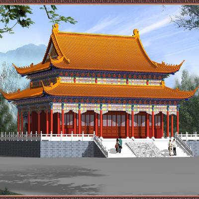 3D仿古寺院建筑设计效果图，3DMAX仿古寺院建筑总体规划布局效果图，3D寺院建筑群规划设计效果图