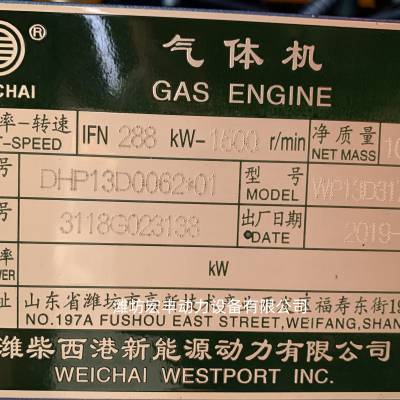潍柴动力燃气发动机WP13D317E300NG国三排放柴油机 250千瓦天然气发电机