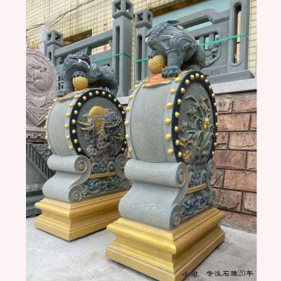 庭院大门门墩抱鼓戏球狮子抱鼓 祠堂石雕门鼓 各种造型